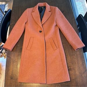 House of Harlow 1960 Wool Blend Single Button Women's Coat Rust Brown M like new